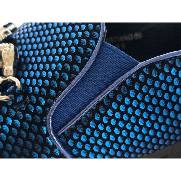 Parrazo Premium Cristiano 05 Mens Dress Loafers 9.5 Blue Black Pointy Metal Tip - Picture 4 of 13